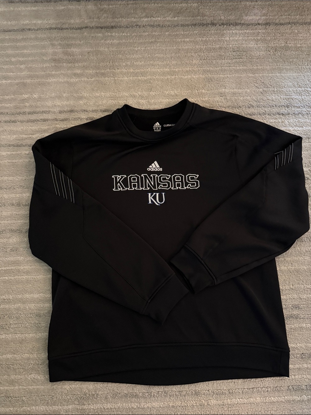 adidas Black Kansas KU Crewneck Sweatshirt